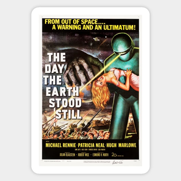 THE DAY THE EARTH STOOD STILL Hollywood Cult Sci Fi Vintage Movie Posters. Sticker by vintageposters